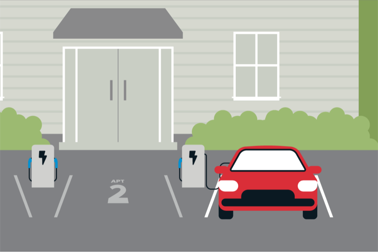 Electric Vehicle with Charging Stations