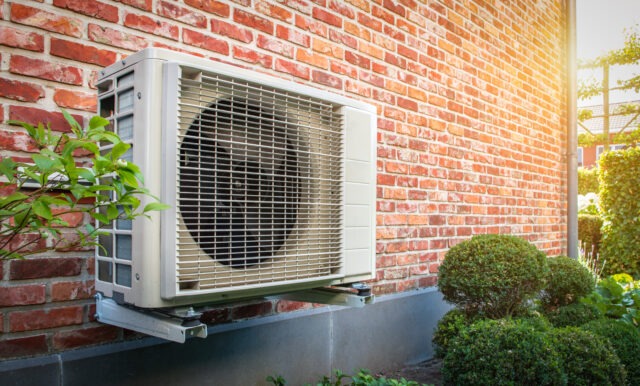 Heat Pump with Brick Wall