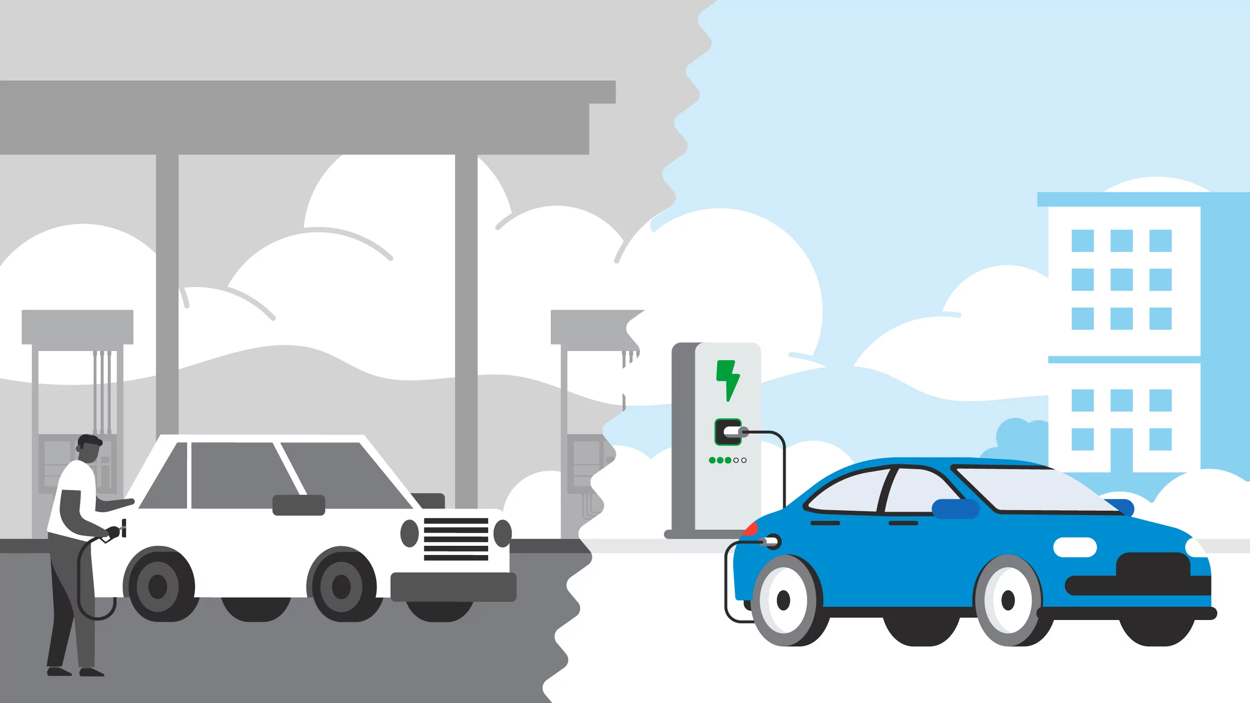 Before and After Switching from a Gas Powered Vehicle to an Electric Vehicle (EV)