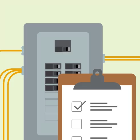 Electrical Panel with Checklist on Clipboard