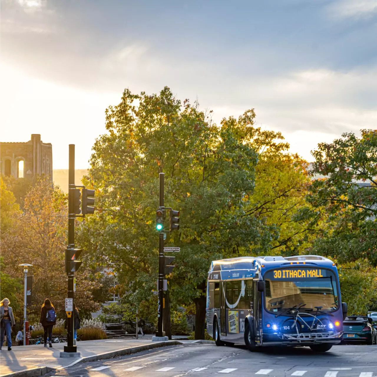 Electric Bus on Route 30 Near Feeney Way